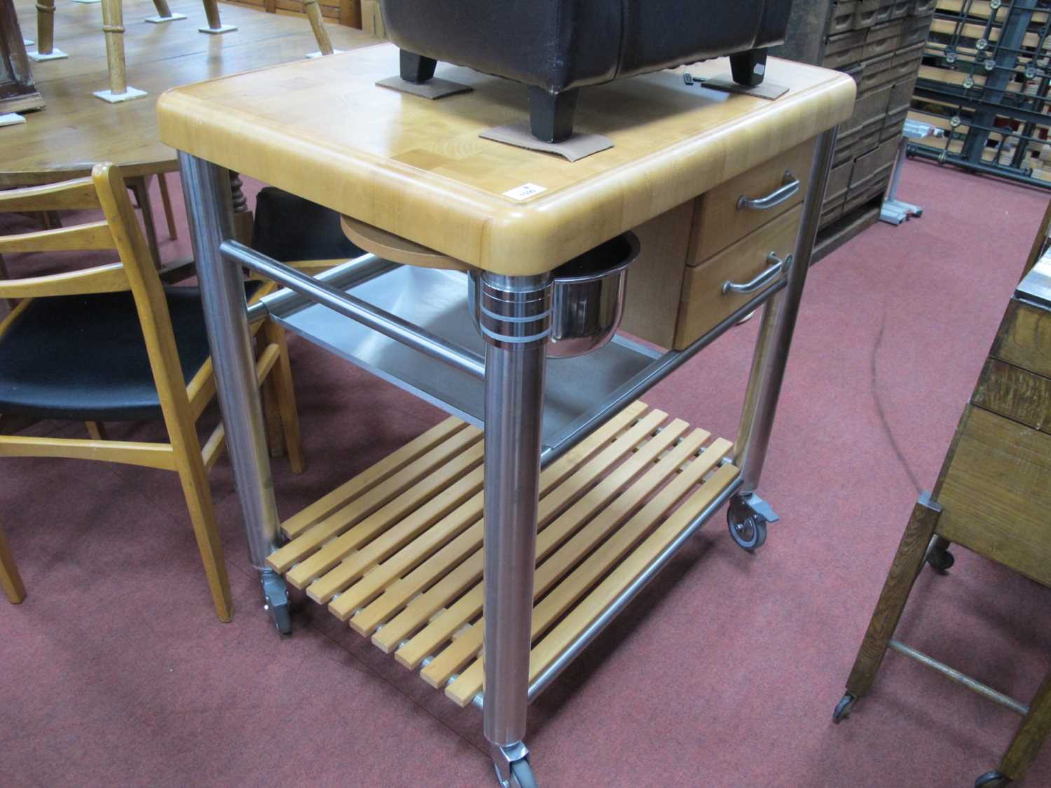 Kitchen Island Unit, with twin drawers.