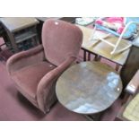 Oak Drop Leaf Table, together with an upholstered nursing chair. Dimensions of the nursing chair