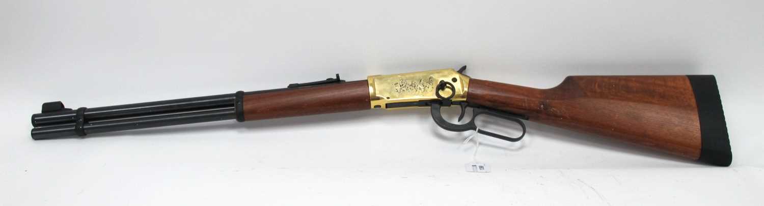 Walther Winchester Style Lever Action .177 Air Rifle, with coaching scene to brass lock plate,