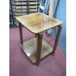 Walnut Two Tier Stand, on castors 50cm wide.