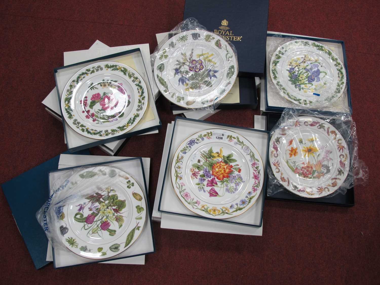 Twelve Royal Worcester Royal Horticultural Society 'Flowers Through the Seasons' Collectors