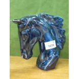 Anita Harris Model of a Horse's Head, in reactive glazes ocean colours, gold signed, 16cm high.