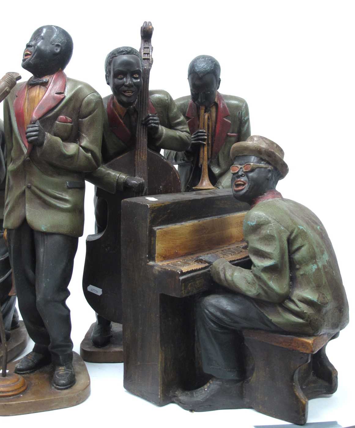 New Orleans Jazz Band Figures, playing piano, drums, saxophone, etc. (6) These are made from - Image 3 of 9