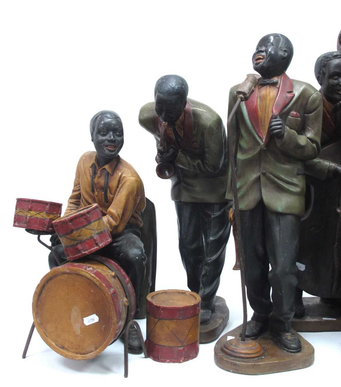 New Orleans Jazz Band Figures, playing piano, drums, saxophone, etc. (6) These are made from - Image 2 of 9