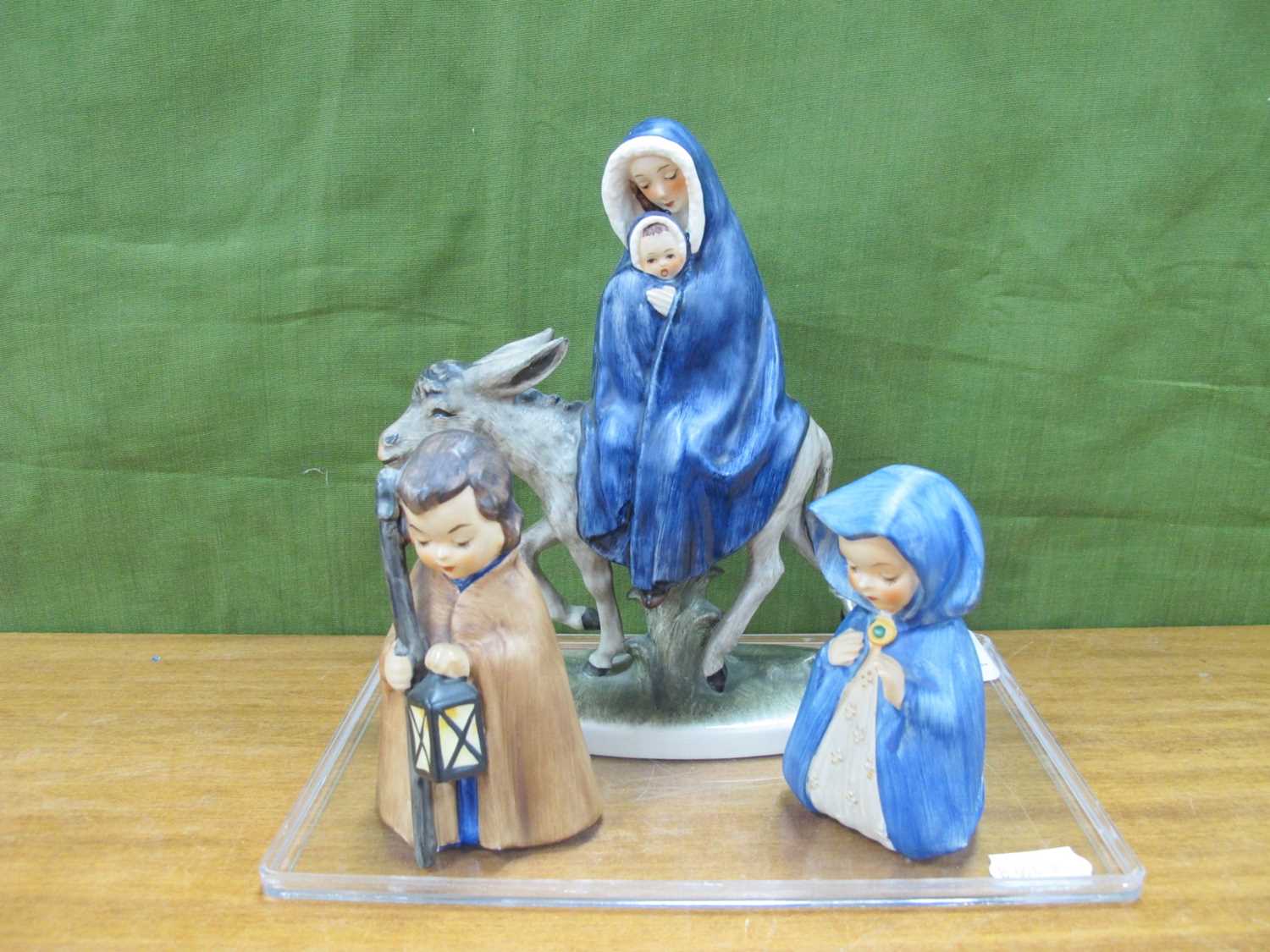 Geobel Model of Mary and Baby Jesus on a Donkey, 18.5cm high, together with two further Geobel