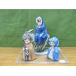 Geobel Model of Mary and Baby Jesus on a Donkey, 18.5cm high, together with two further Geobel