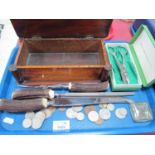 Ashberry Carving Set. XIX Century mahogany offering box, Ibberson scissors in Master Cutlers case,