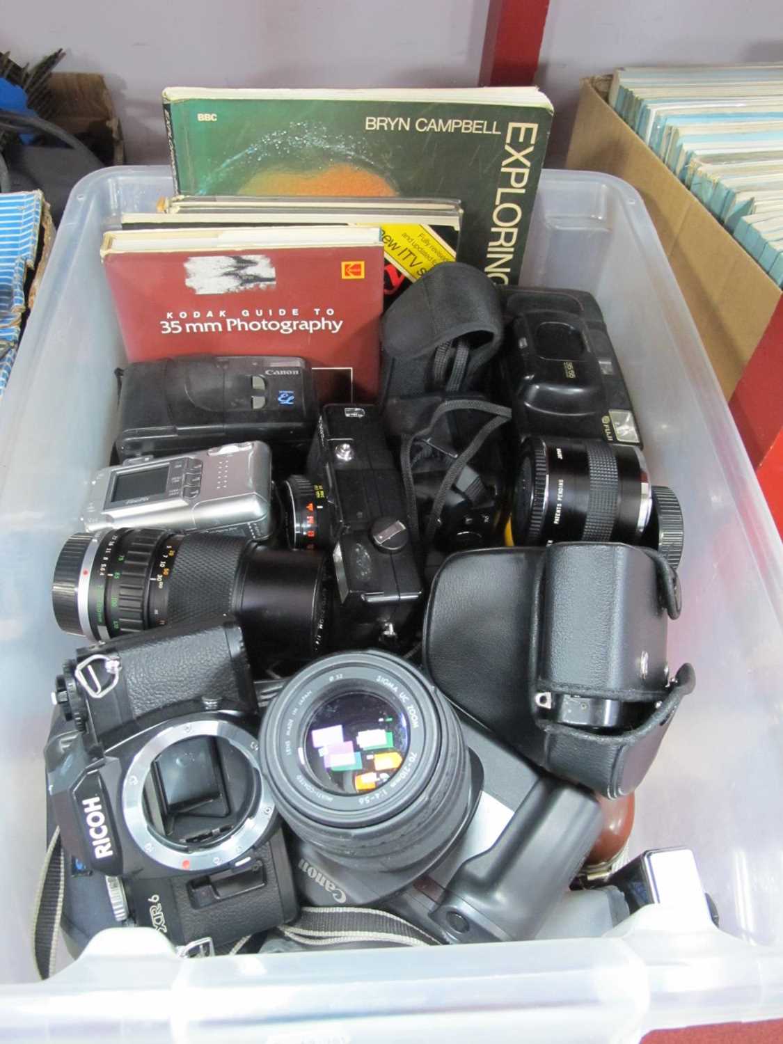 Cameras - Ricoh XR6, Chinon CE4, Canon EOS 600 with Sigma zoom lens, Konica, Minolta and others.