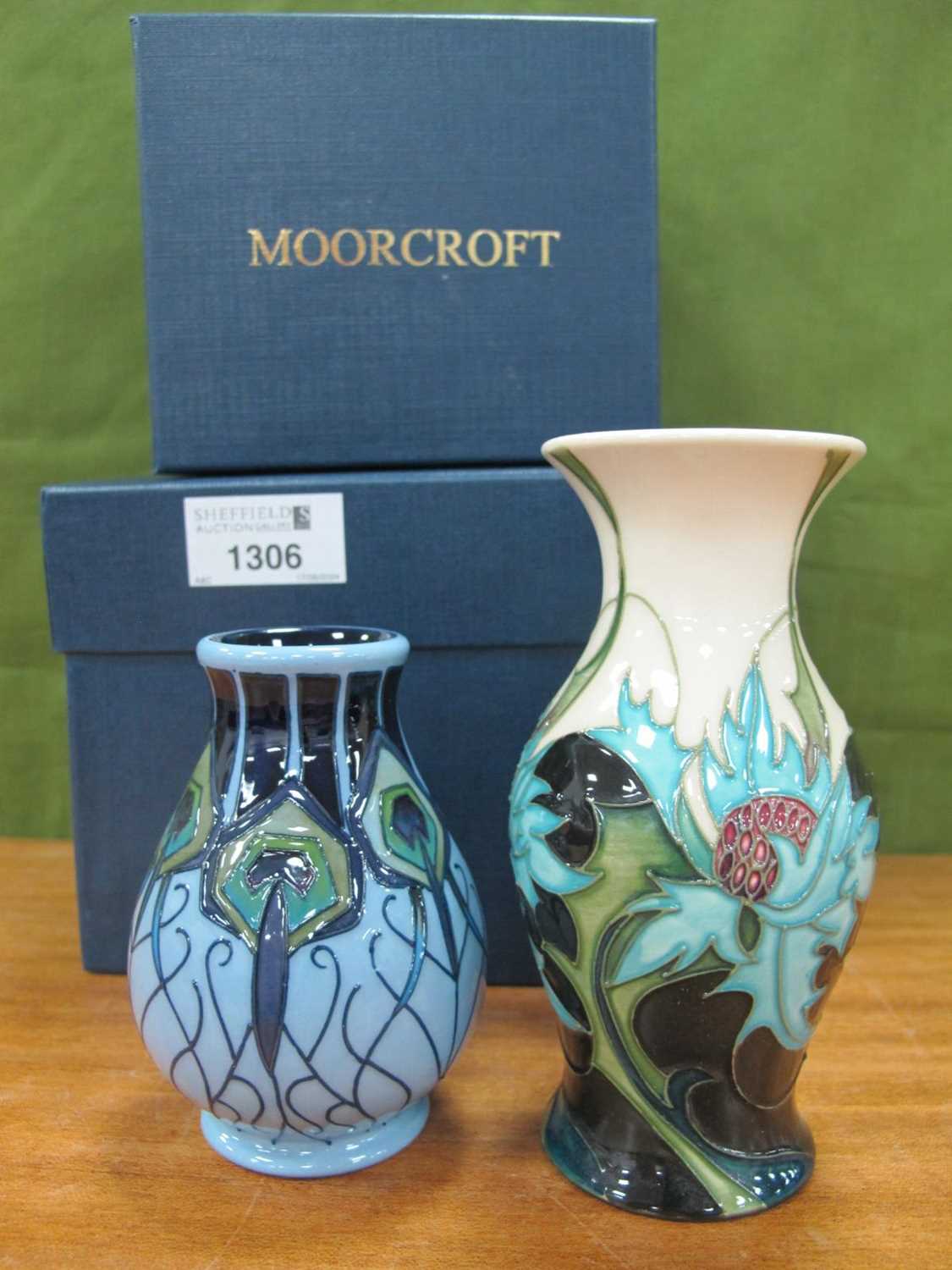 A Moorcroft Pottery 'Sea Holly' Pattern Vase, designed by Emma Bossons, impressed and painted marks,
