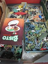 Plastic Soldiers and Animals, including Timpo, Hong Kong, Britains:- One Box.