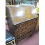 Walnut Mid XX Century Bureau, with fall front, fitted interior, four drawers, on bracket feet,