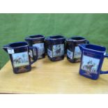 Five Limited Edition Martell Grand National Winner Jugs 1996-2000, other 1999 jug with last race