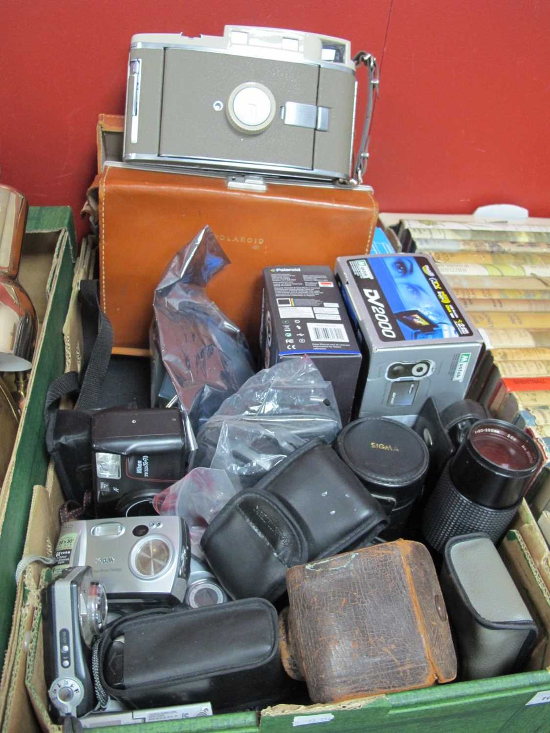 Voightlander, Kodak, Samsung and other cameras, Sigma lenses, Polaroid 800, etc:- One Box.