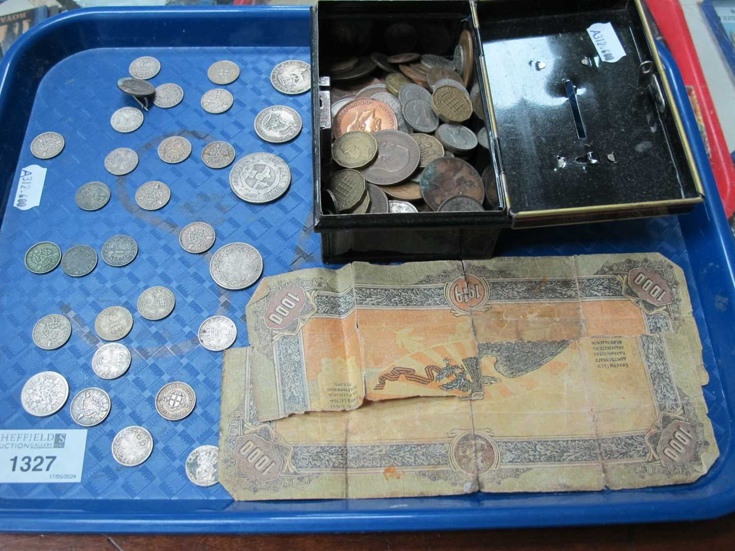 Collection Of Mainly GB And World Coins, including an 1894 South Africa silver 2 Shillings, 1929