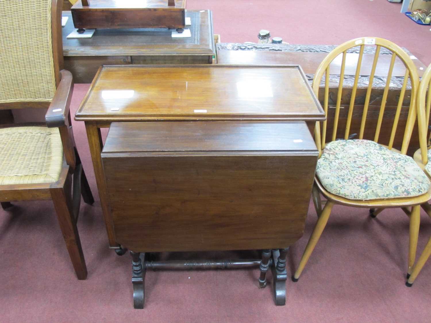 Hardwood Tea Trolly, 78.5cm wide and Sutherland table. (2).