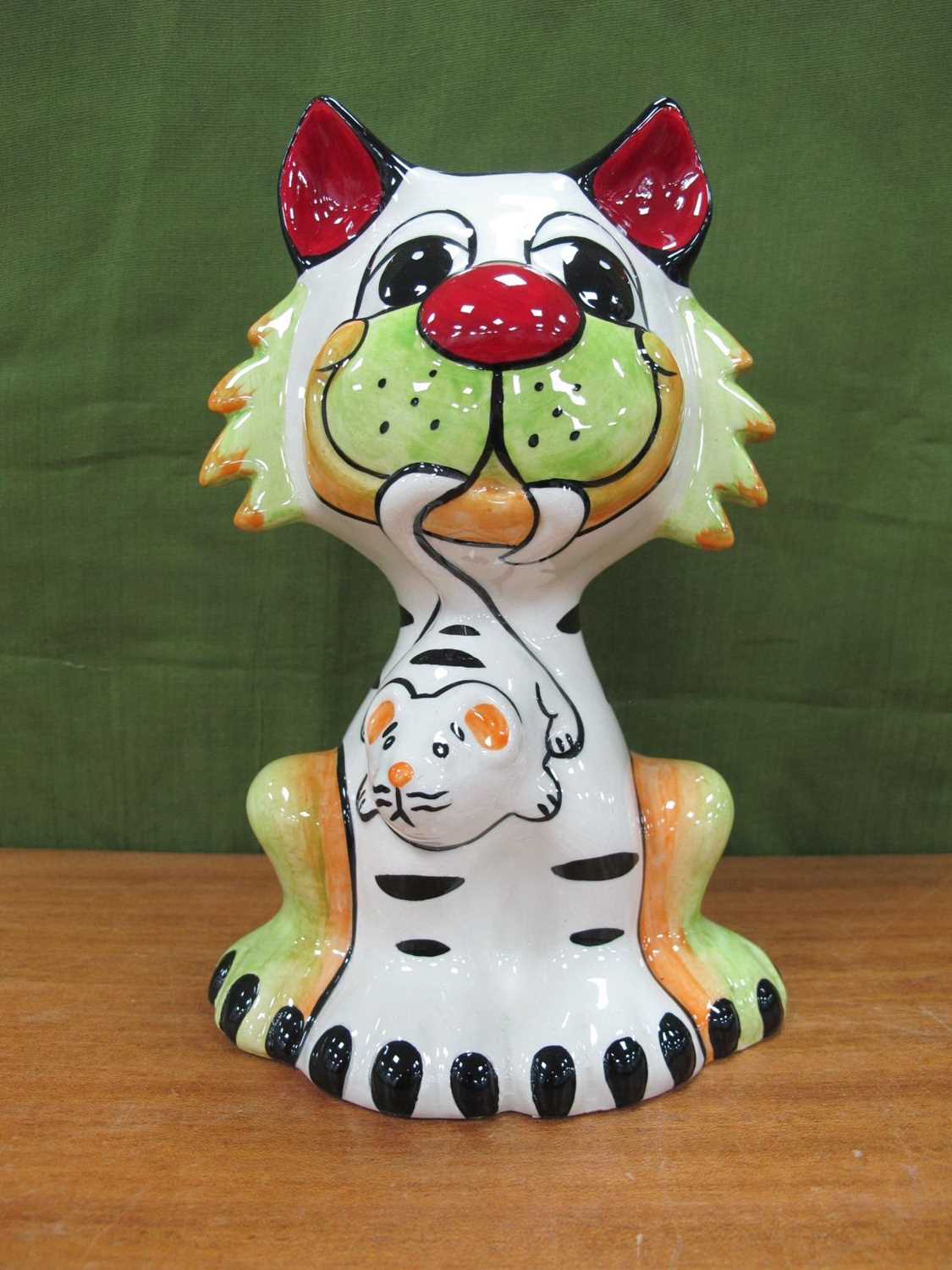Lorna Bailey - A Large Model of Fireside The Ratchatcher Cat, limited edition No 1/1, 20cm high.