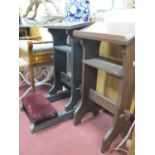 Early XX Century Oak Prayer Desk, with writing slope, centre rail, uphostered kneeler 46cm wide,