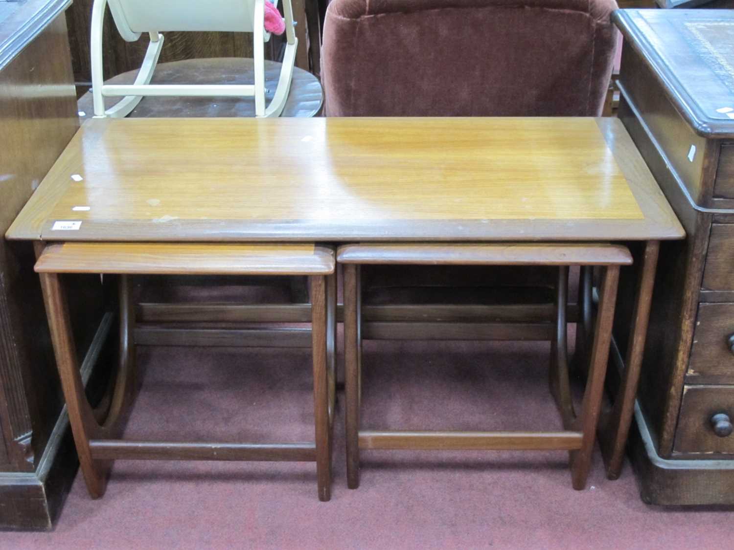 G Plan, Nest of teak coffee tables, circa 1970's, two identical housed in larger 98.5cm wide.