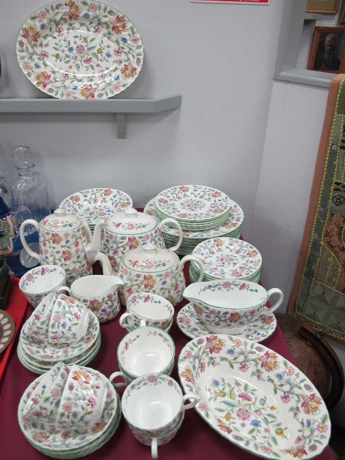 Minton "Haddon Hall" Tea-Dinner Service, plates, cups, saucers, tea pot, coffee pot, etc, sixty