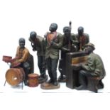 New Orleans Jazz Band Figures, playing piano, drums, saxophone, etc. (6) These are made from