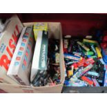 Diecast Vehicles and Aircraft, large collection of plastic container rucks, Papo figures etc, and