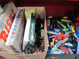 Diecast Vehicles and Aircraft, large collection of plastic container rucks, Papo figures etc, and