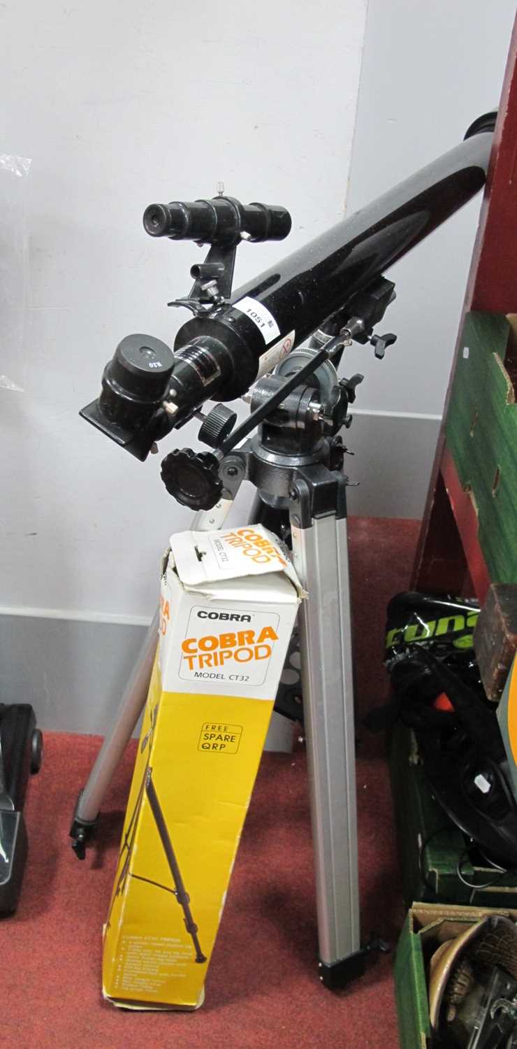 Zennox 900 x 60 Telescope, on tripod with additional boxed Cobra tripod. (3).