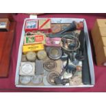 Vintage Violin Parts, including boxes of wax, rests, bridges, pegs, strings, etc, plus other small
