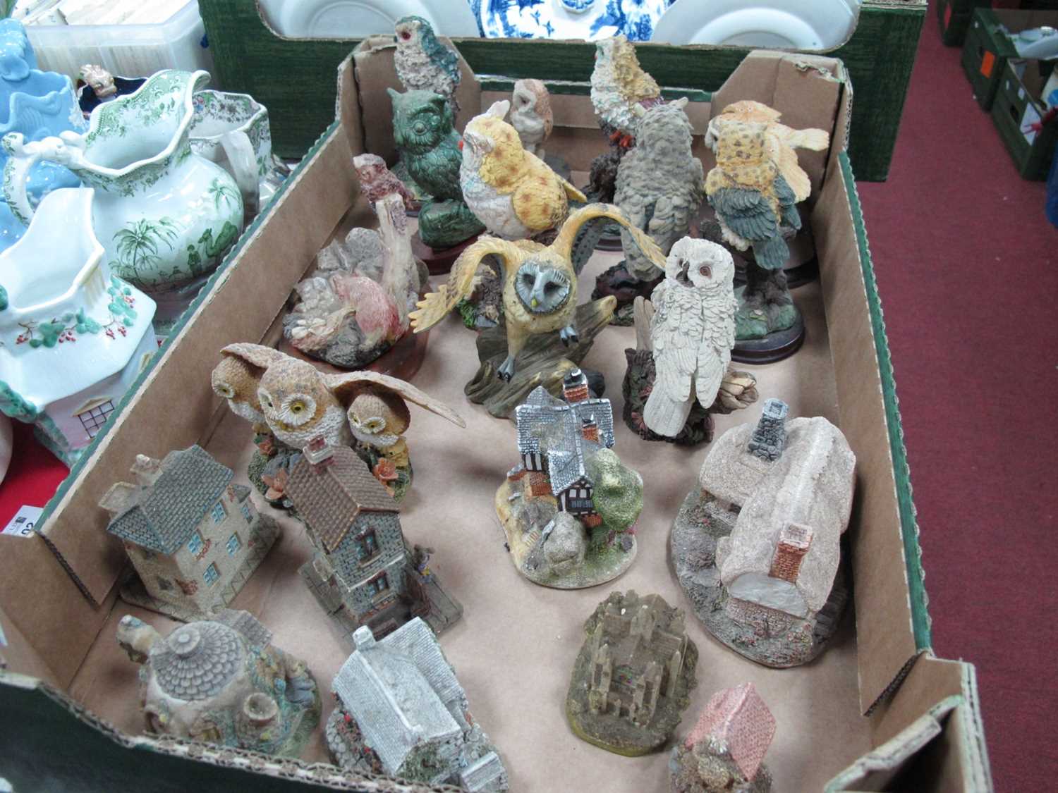 Collection of Resin Models of Owls, Lilliput Lane and other models:- One Box.