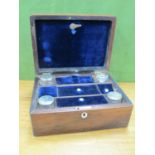 XIX Century Rosewood Ladies Travelling Vanity Box, with mother or pearl insert, fitted interior,