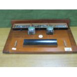 An Early XX Century Hand Made Mahogany Desk Stand, 42cm wide, with three office requisite boxes, pen