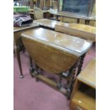 Oak Oval Topped Drop Leaf Gateleg Table, on barley twist supports, 71cm high.