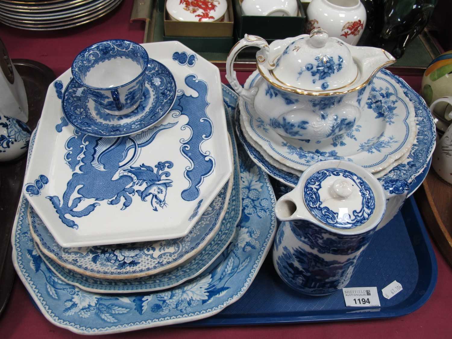 Chandler's Patent Teapot, Mason's Chinese Dragon trinket tray, Rogers (damaged), Semi China, Japan