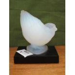 French Circa 1920s Ferjac Opalescent Glass Bird Figure, on rectangular black base, overall 10.5cm