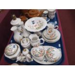 Aynsley 'Cottage Garden' Table Lamp, comport, vases and various trinket pots:- One Tray.