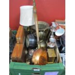 Backgammon Set, plated teapot, lamp, candelabra, clock on bracket, campagna vase, etc:- One Box.