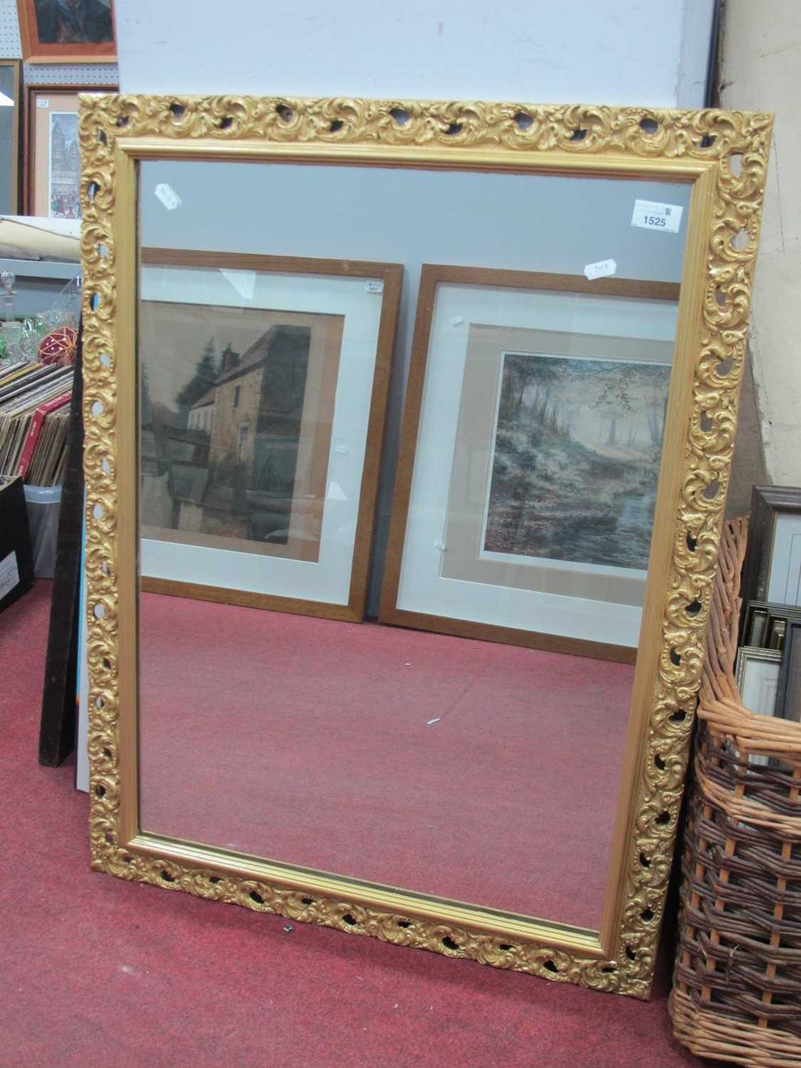 Rectangular Shaped Gilt Mirror, frame with C scroll decoration, 82cm wide.