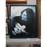 M. Davies, Study of John Lennon Playing Guitar, oil on canvas, signed and dated '15, 50 x 40cm.