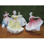 Royal Doulton Figurines 'Elaine', 18cm high, 'Samantha', 'Ninette' and 'Angela', each with box. (4)