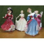 Royal Doulton Figure of the Year 'Deborah', 18.5cm high, 'Patricia, 'Jennifer' and 'Amy', each