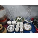 Royal Worcester '906' Six coffee Cups and Saucers, Shelley, glass decanter and fan vase, etc:- One