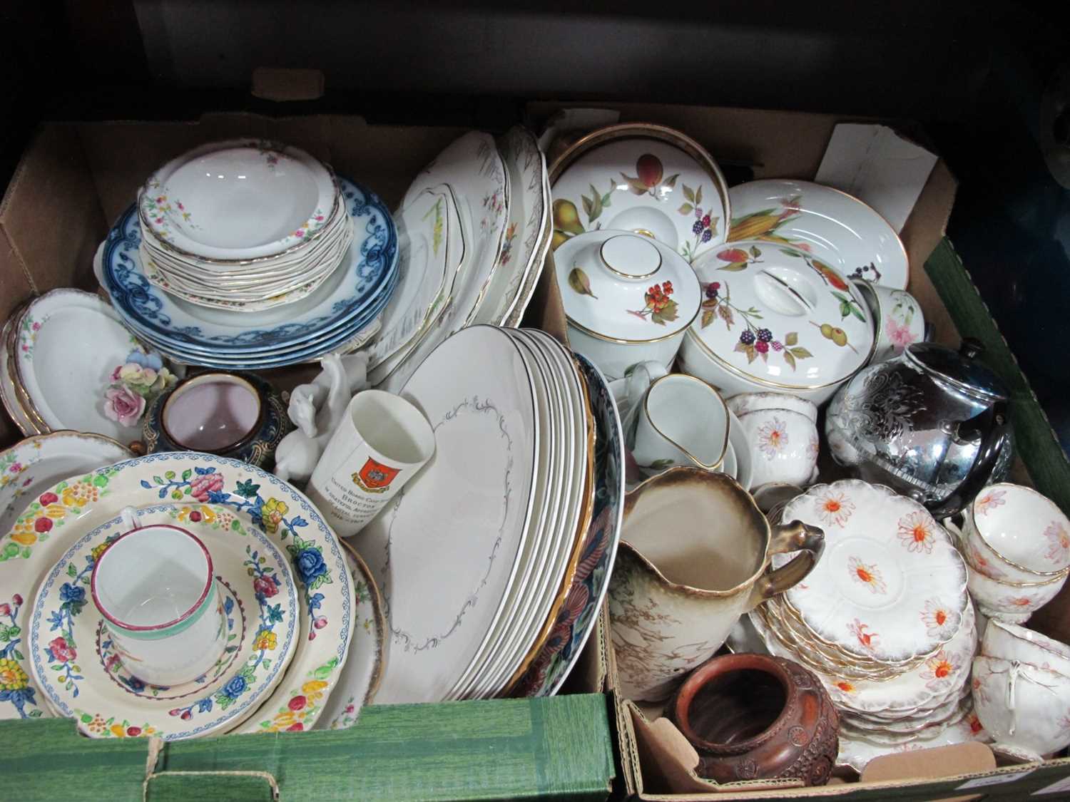 Royal Worcester 'Evesham' Table Pottery, Edwardian tea set, Mason's and other pottery:- Two Boxes.