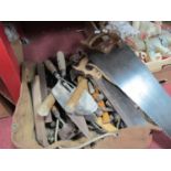 Tools - saws, hammers, Rabone rule, etc, in holdall.