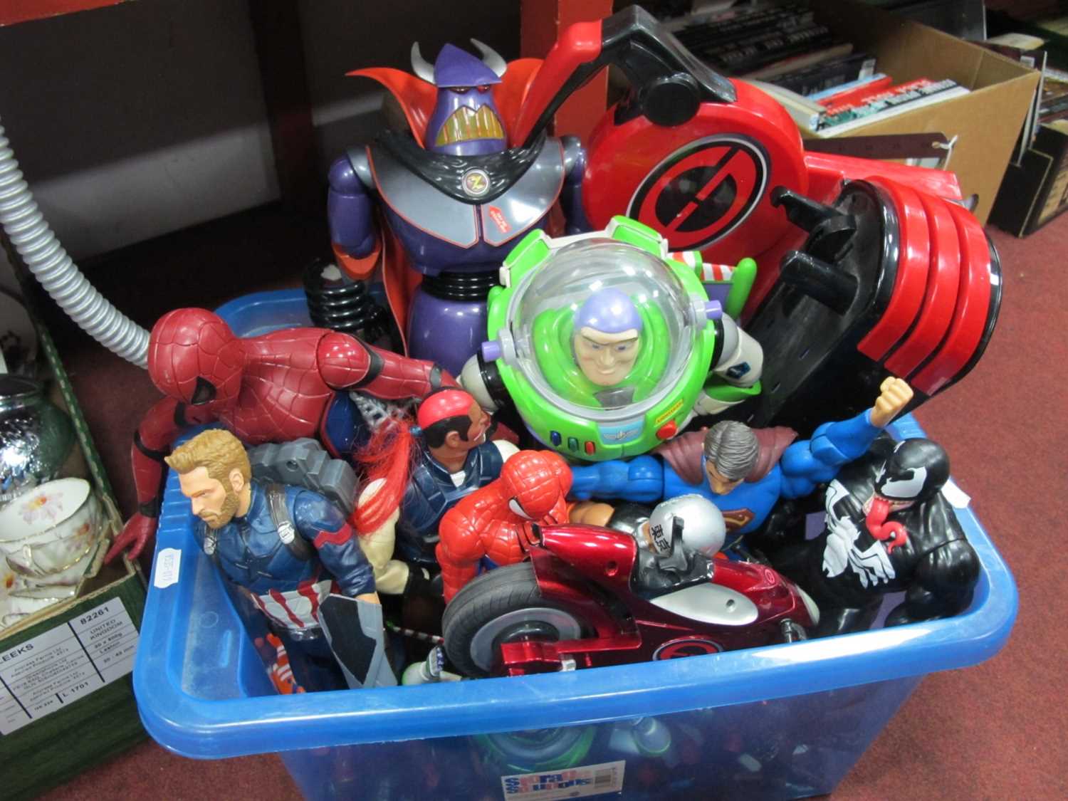 A Selection of Modern Action Figures, including Spiderman, Buzz Lightyear, Power Rangers,