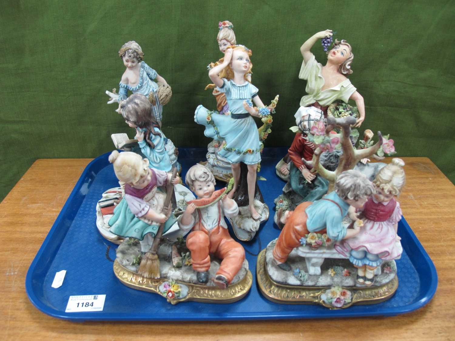 Capodimonte Figurines, including Cortese, Gianni, the tallest 22cm. (8):- One Tray
