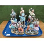Capodimonte Figurines, including Cortese, Gianni, the tallest 22cm. (8):- One Tray
