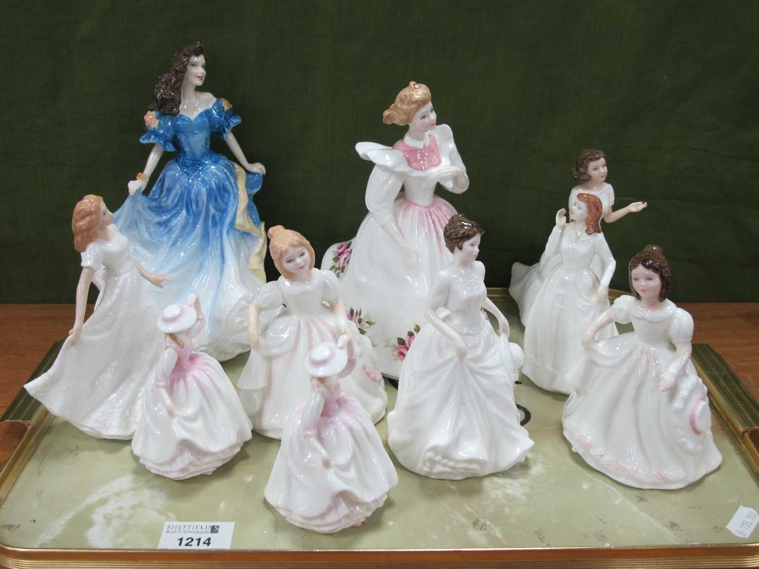 Royal Doulton Figurine of The Year 'Rebecca', 21cm high, 'Gillian', eight smaller - some boxes