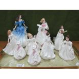 Royal Doulton Figurine of The Year 'Rebecca', 21cm high, 'Gillian', eight smaller - some boxes