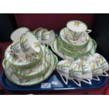 Royal Doulton 'Iris' Pattern Tea Service, comprising two bread and butter plates, twelve tea plates,
