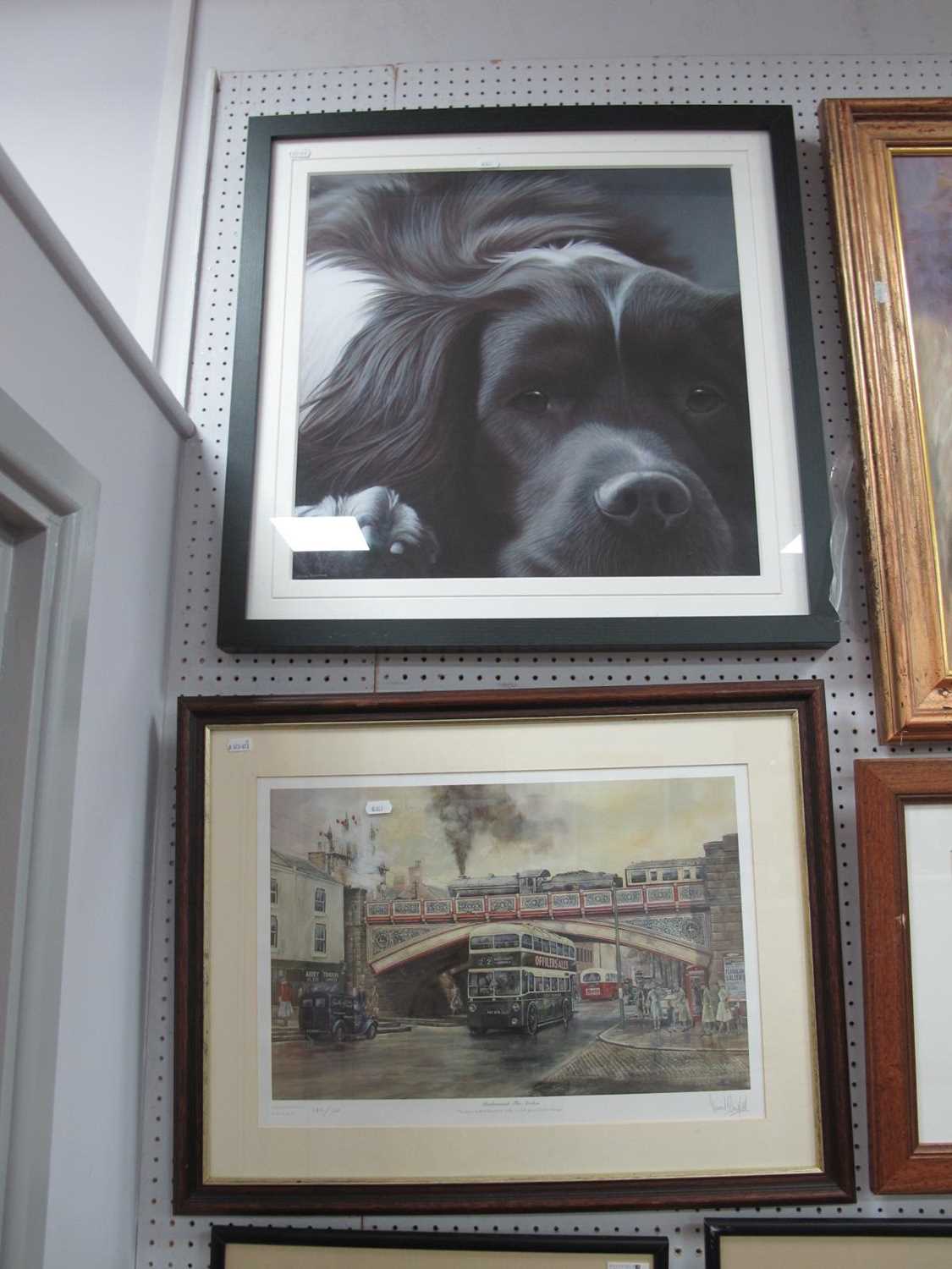 Nigel Hemming, large signed print of a dog, with three other signed limited edition street scenes, - Image 2 of 2